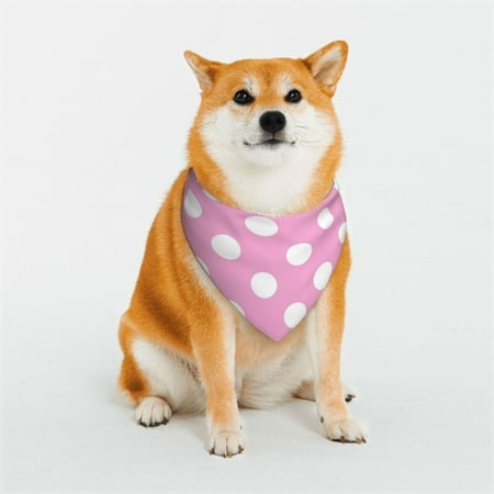 Uemuo Pink And White Polka Dot Summer Dog Bandanas Cat Pet scarf Soft Cotton Puppy Cat Scarfs Washable Pets Gift-Medium