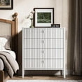 thumbnail image 6 of FURNIWAY White Dresser for Bedroom, 4 Drawers Dresser Wood Storage Tower Clothes Organizer, Chest of 4 Drawers, Large Capacity Storage Cabinet, Nightstand for Bedroom, Hallway, Entryway, 6 of 8