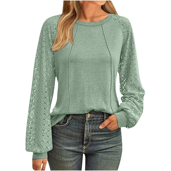 Women's Sweatshirts MIUOWANP Women's Long Sleeve Casual Round Neck Loose Pollover Shirt Tops Biouse