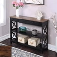 thumbnail image 3 of Pemberly Row 1-Drawer Console Table with Shelves in Black & Barnwood Wood Finish, 3 of 7