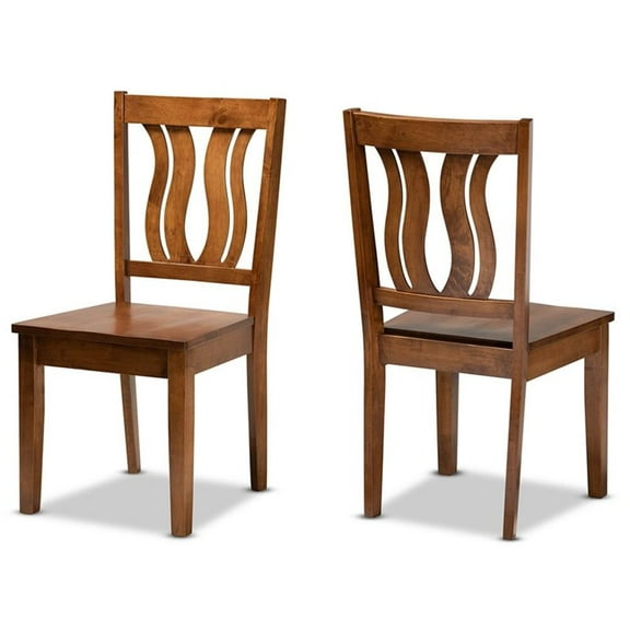 Bowery Hill Walnut Brown Finished Wood 2-Piece Dining Chair Set