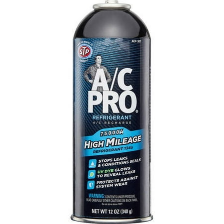 A/C Pro High Mileage Auto Air Conditioner Refrigerant, 134A,
