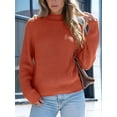 thumbnail image 6 of Women High Neck Oversized Sweaters Batwing Long Sleeve Pullover Loose Chunky Knit Jumper Brick Red L, 6 of 8