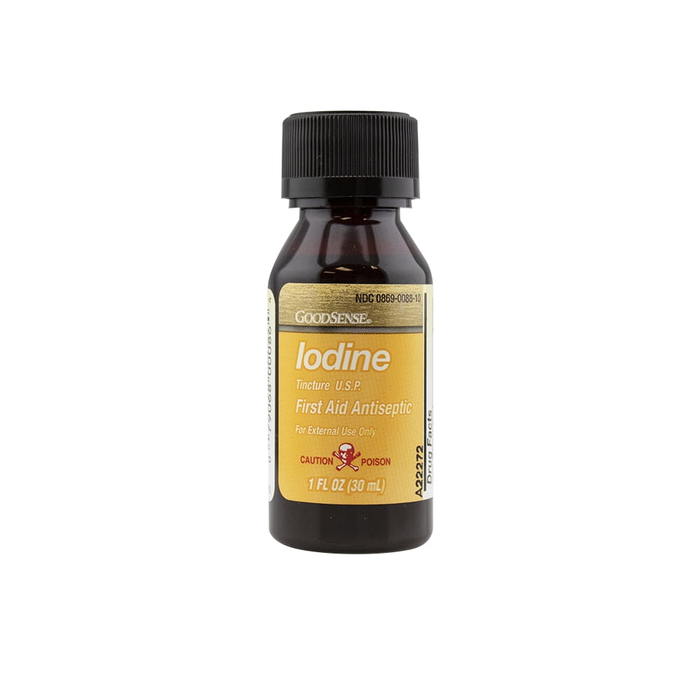 GoodSense Iodine Tincture (2%) U.S.P., First Aid Skin Antiseptic to Help Minor Cuts, Scrapes or Burns,  1 oz. (30mL)  |  1 Bottle