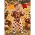 thumbnail image 4 of Cjfdfy Newborn Baby Girl Thanksgiving Fall Outfit Turkey Long Sleeve Romper Print Pants and Bow Headband 3pcs Infant Cute My First Thanksgiving Fall Winter Outfits 0-18M, 4 of 9
