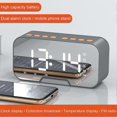 thumbnail image 2 of (Blanc)Naivear Réveil Portable Radio-Réveil Led Créatif Miroir Affichage Led Horloge Led Portable Haut-Parleur compatible Bluetooth Sans Fil pour Chambre, 2 of 5