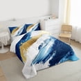 thumbnail image 3 of Manfei Abstract Marble Texture Queen Comforter Set,Modern Graffiti Art Bedding Sets,Gold Blue White Bedding Comforter Set For Men Women,Luxury Bedroom Decor Reversible,3pcs, 3 of 8