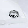 thumbnail image 3 of PAMTIER Stainless Steel Rings for Men Promise Widding Band Two-Tone with Zirconia Unique Minimalist Jewelry Silver Black Size 12, 3 of 5