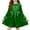 #0027-Green, variant on Girls Metallic Dress Kids Long Sleeve Sparkly Pleated Party Dresses
