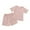 Pink, variant on Qingpeng Children's Pajamas Short Sleeved Set For Girls Summer Solid Clothing Home Wear