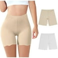 thumbnail image 2 of QLEICOM Underwear Women Pack,Panties for Women,Plus Size Ice Silk Seamless Shorts Solid Color Three-quarter or Mid Length Invisible Bike Shorts for Women Under Dress or Pants Beige, 2 of 5