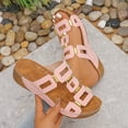 thumbnail image 2 of Women's Slippers Wedge Thick Sole Open Toe Slip-on Peep Toe Slides Women Footwear Comfortable Outdoor Walking Beach Shoes Pink 8.5, 2 of 10