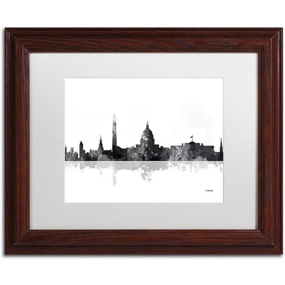 Trademark Fine Art "Washington DC Skyline BG-1" Canvas Art by Marlene Watson, White Matte, Wood Frame