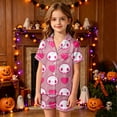 thumbnail image 2 of Toddler Girls Clothes 2 Piece Outfits Flip Collar Short Sleeved Halloween Printed Top and Elastic Waist Shorts Clothing Set Size 4-5T, 2 of 4
