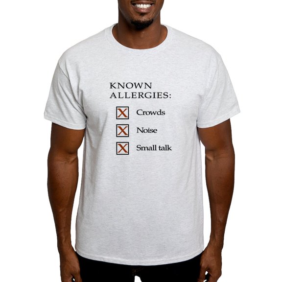 CafePress - Known Allergies Crowds, Noise, Small Talk T Shir - Men's Classic Graphic T-Shirt
