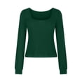thumbnail image 1 of Timegard T-Shirts à Manches Longues pour Femmes Col Rond Hauts Décontractés Couleur Unie Blouses Basiques Confortables Tendance, 1 of 4