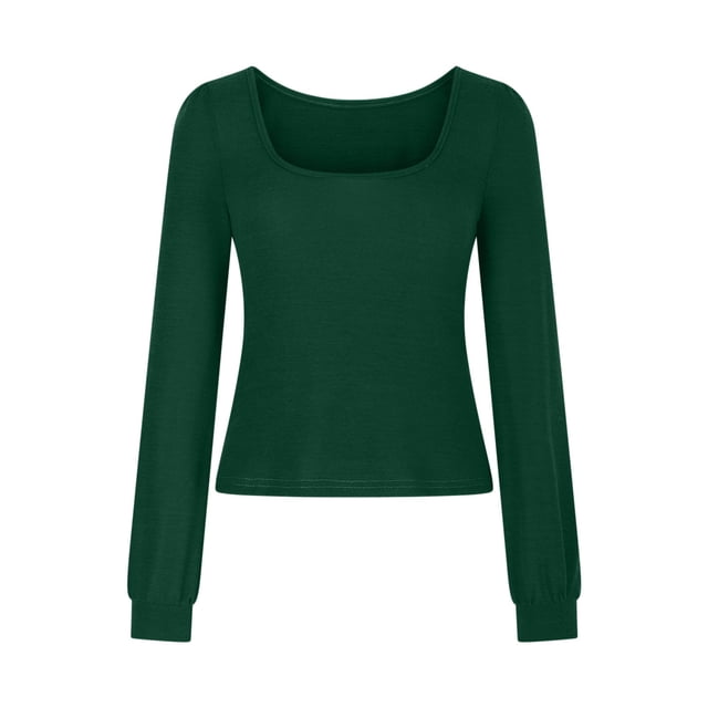 Timegard T-Shirts à Manches Longues pour Femmes Col Rond Hauts Décontractés Couleur Unie Blouses Basiques Confortables Tendance