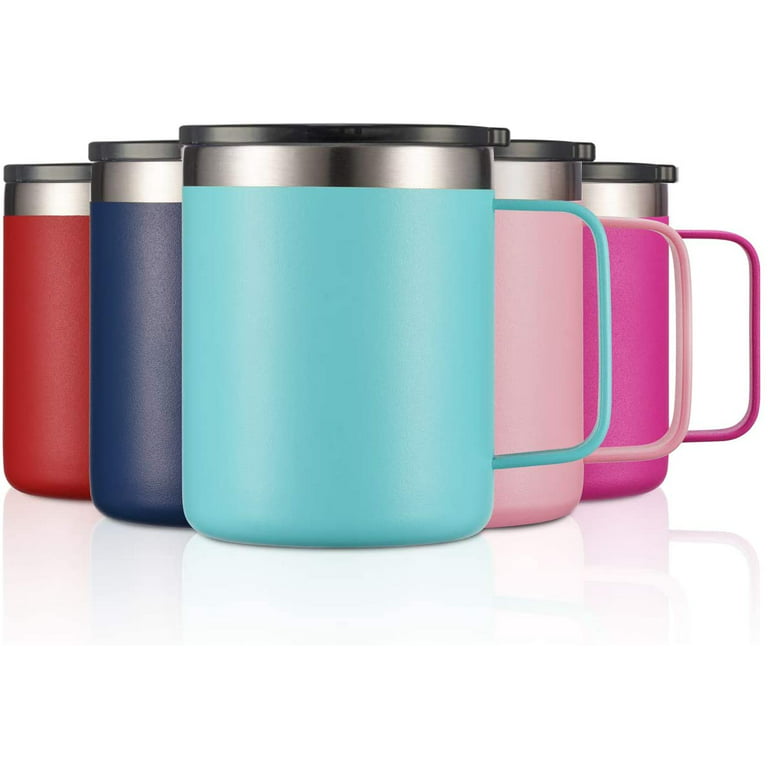 12oz Stainless Steel Insulated Coffee Mug with Handle, Double Wall Vacuum Travel  Mug, Tumbler Cup with Sliding Lid, Mint 