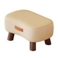 thumbnail image 3 of Reposapiés pequeño otomano con patas de madera, creativo, con asa Beige, 3 of 9
