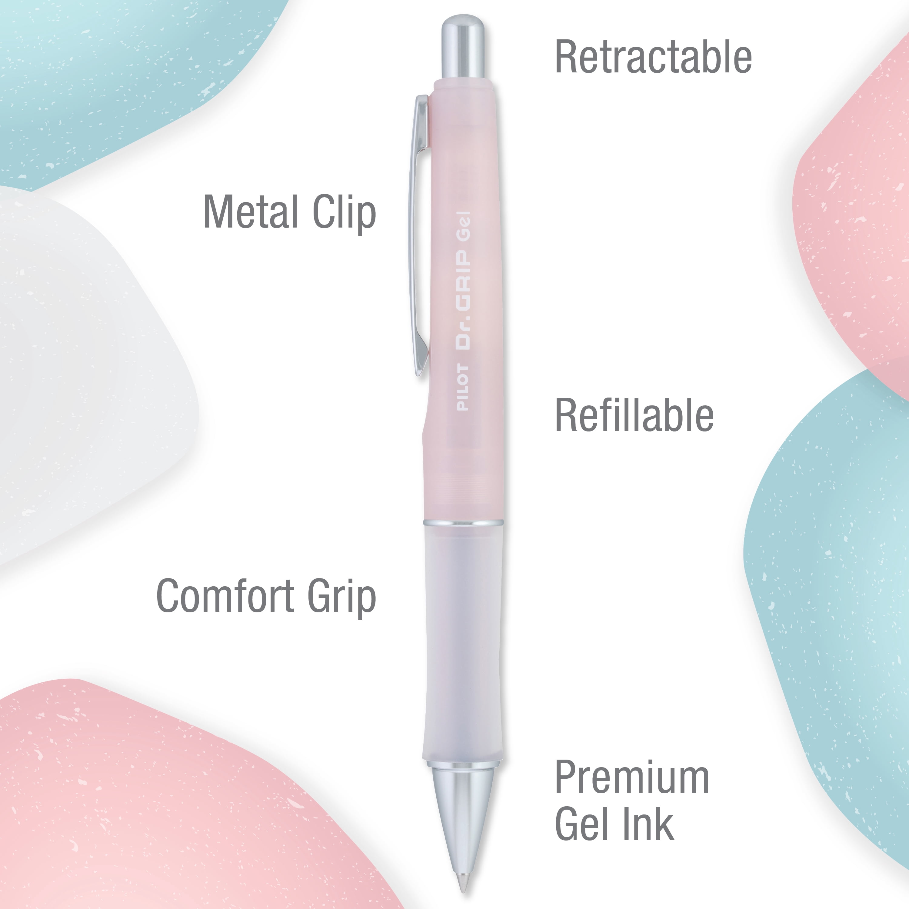 Pilot Dr. Grip Serenity Retractable Gel Ink Pen, Light Pink Barrel, Fine Point (0.7 mm) Black Ink 1 Pack