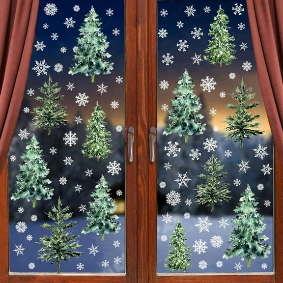 Fzsteel Self-Adhesive Christmas Wall Stickers for Kids Bedroom Decor, 1-Pack Holiday Home Decoration, Peel & Stick Removable Mural Stickers for Furniture & Doors