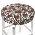 thumbnail image 3 of Disketp Leopard Print Rose Funda Redonda para Taburete, Funda de Cojín para Silla de Bar Suave y Elástica-13 inch, 3 of 7