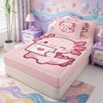 thumbnail image 2 of Manfei Cute Axolotl Zipper Twin Comforter Sets with Fitted Sheet and 2 Pillowcases,Kawaii Animals Pattern Zipper Bedding Set,Pink Reversible,4pcs, 2 of 7