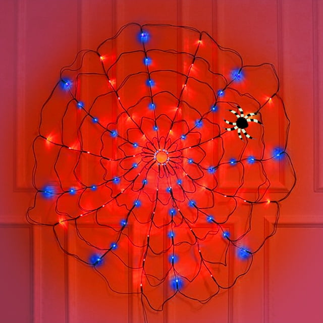 Luces serie para Halloween spider web araña telaraña 110cm diámetro 96 luces Artego 8 modos de uso con temporizador