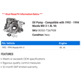 thumbnail image 2 of Pump - Compatible with 1992 - 1994 Mazda MX-3 1.8L V6 1993, 2 of 2