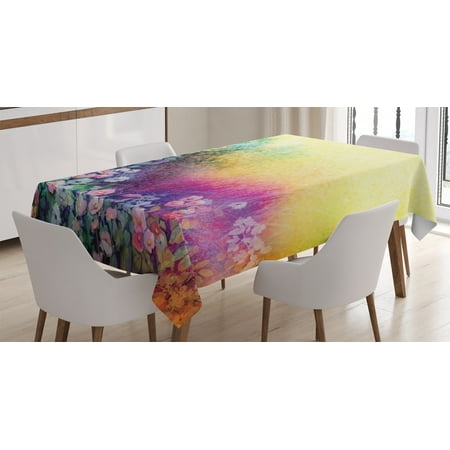 

Watercolor Flower Home Decor Tablecloth Ivy Floral Beauty in Spring Soft Natural Paradise Print Rectangular Table Cover for Dining Room Kitchen 60 X 84 Inches Purple Yellow by Ambesonne