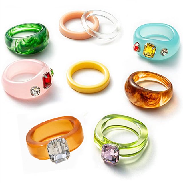Resin Ring Fashion Transparent Acrylic Statement Ring Knuckle Ring Finger Ring