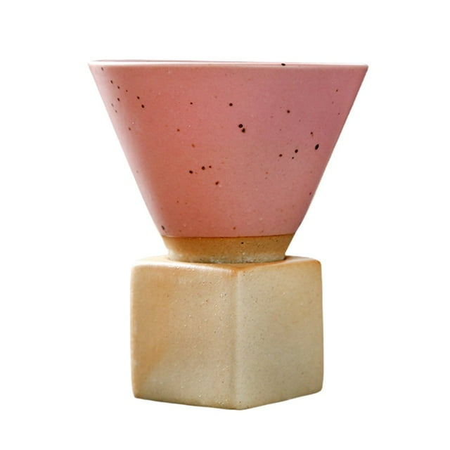 Ceramic Mini Espresso Cups,Coarse Pottery Espresso Cup Creative Tea Cup with Base,6.7oz Cone Funnel Coffee Cup,For Any Kitchen or Cafe