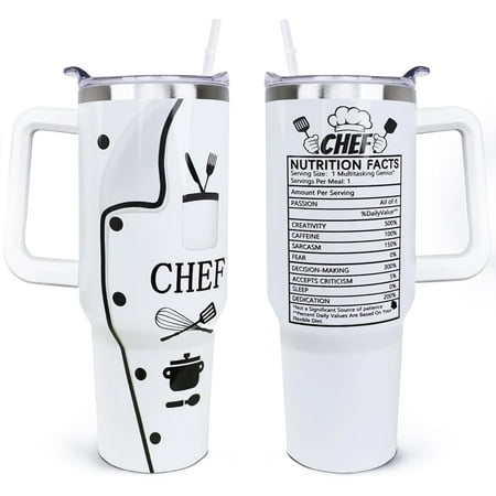 

Chef Gifts for Men Women Gifts for a Chef Chef Tumbler - Gifts for Cooking Lovers Young Chef Gifts Ideas Cooking Gift 40 oz Tumbler with Handle and Straw Baking Gifts for Women