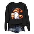 thumbnail image 4 of Halloween Sweatshirt for Women Hoodless Sweatshirt Oversized Crewneck Long Sleeve Pullover Sweatshirt for Women Black XL, 4 of 4