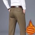 thumbnail image 4 of Pantalones casuales gruesos de vellón para hombre, de negocios, ajustados, rectos, sencillos, de estilo clásico, de algodón, gris oscuro, pantalones de felpa para oficina para hombre, 4 of 5