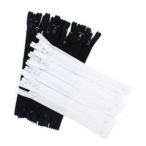 100 Pieces Ykk #3 Nylon Coil Zippers, Colorful Sewing Zippers Supplies for Tailor Sewing Crafts, 20 Assorted Colors or Black and White (12 Inches, Black & White)