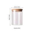 thumbnail image 2 of Tarro de cristal transparente de 250 ml, recipiente hermético para almacenar alimentos como té, café, azúcar y sal (6,5 x 10 cm, con tapa de bambú)., 2 of 7
