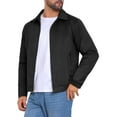 thumbnail image 5 of INSPIRE CHIC Men's Casual Coat Collared Zipper Outdoor Wear Vintage Suede Jacket M Black, 5 of 6