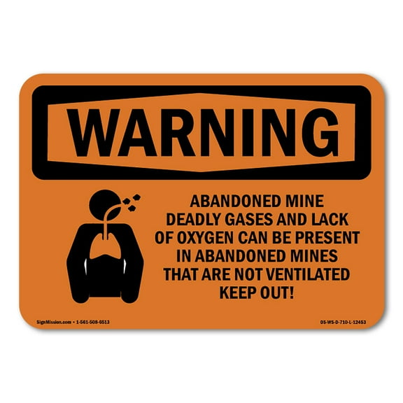 OSHA WARNING Sign - Abandoned Mine Deadly Not Ventilated | Plastic Sign | Protect Your Business, Work Site, Warehouse & Shop Area | Made in the USA