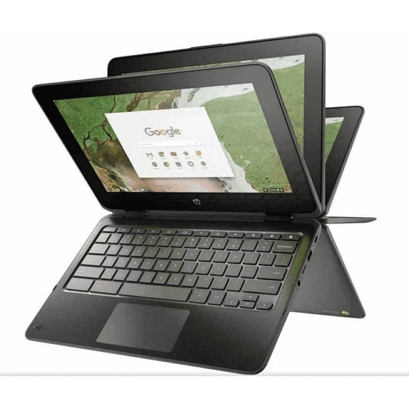 Pre-Owned HP X360 11.6" Touchscreen Chromebook Laptop, Intel Celeron N4020, 4GB, 32GB SSD, Black