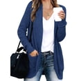 thumbnail image 3 of Women'S Long Sleeve Open Front Chunky Knit Draped Sweaters Outwear Denim Blue S, 3 of 9