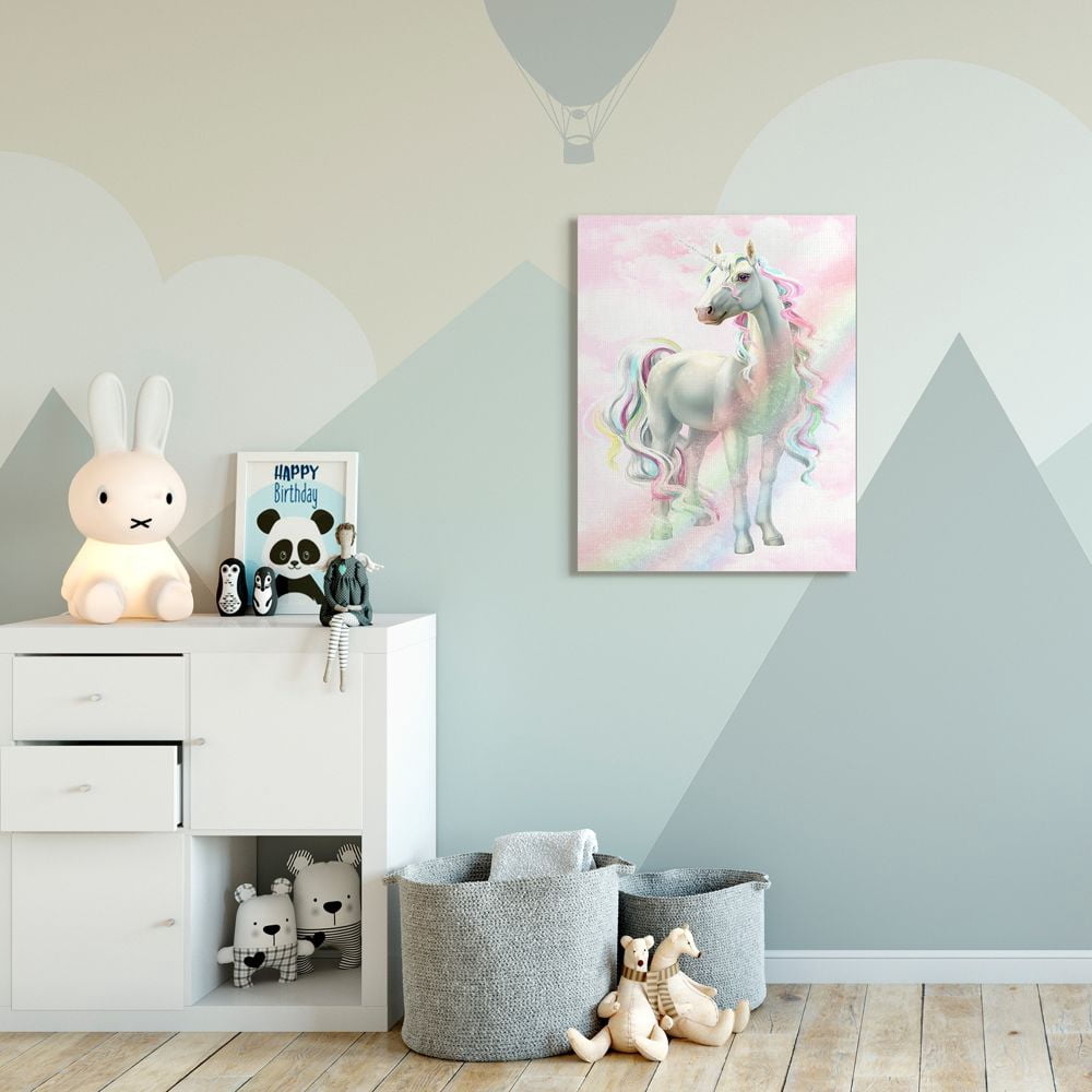 Stupell Industries Unicorn Rainbow Clouds Pink Children's Dream Fantasy Canvas Wall Art Design by Ziwei Li, 30" x 40"