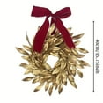 thumbnail image 3 of BinKFF 15.75" Artificial Christmas Wreaths for Front Door Gold Wreath with Red Bow and Magnolia Leaves for Christmas Thanksgiving Winter Holiday Door Decoration, 3 of 9