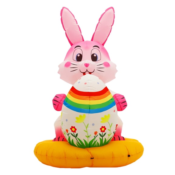 Easter Inflatables Outdoor Decorations 6.2 FT Tall Inflatables Rabbit Colored Eggs Basket Built in LED Lights Easter Blow Up Yard Decorations