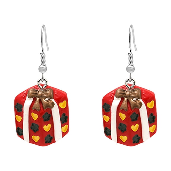 Wmkox8yii Earrings For Women,Cartoon Dripping Oil Colored Santa Claus Elk Christmas Earrings