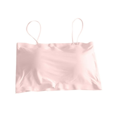 

DNDKILG Padded V Neck Bra for Women Sports Cami Strap Wireless Bralettes Pink One Size