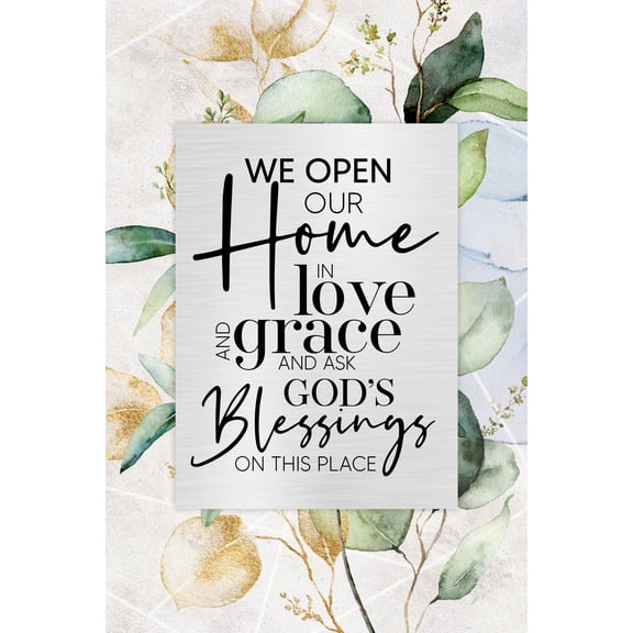 DEXSA We Open Our Home Wood Plaque with Easel and Wall Hanger 6"x9"