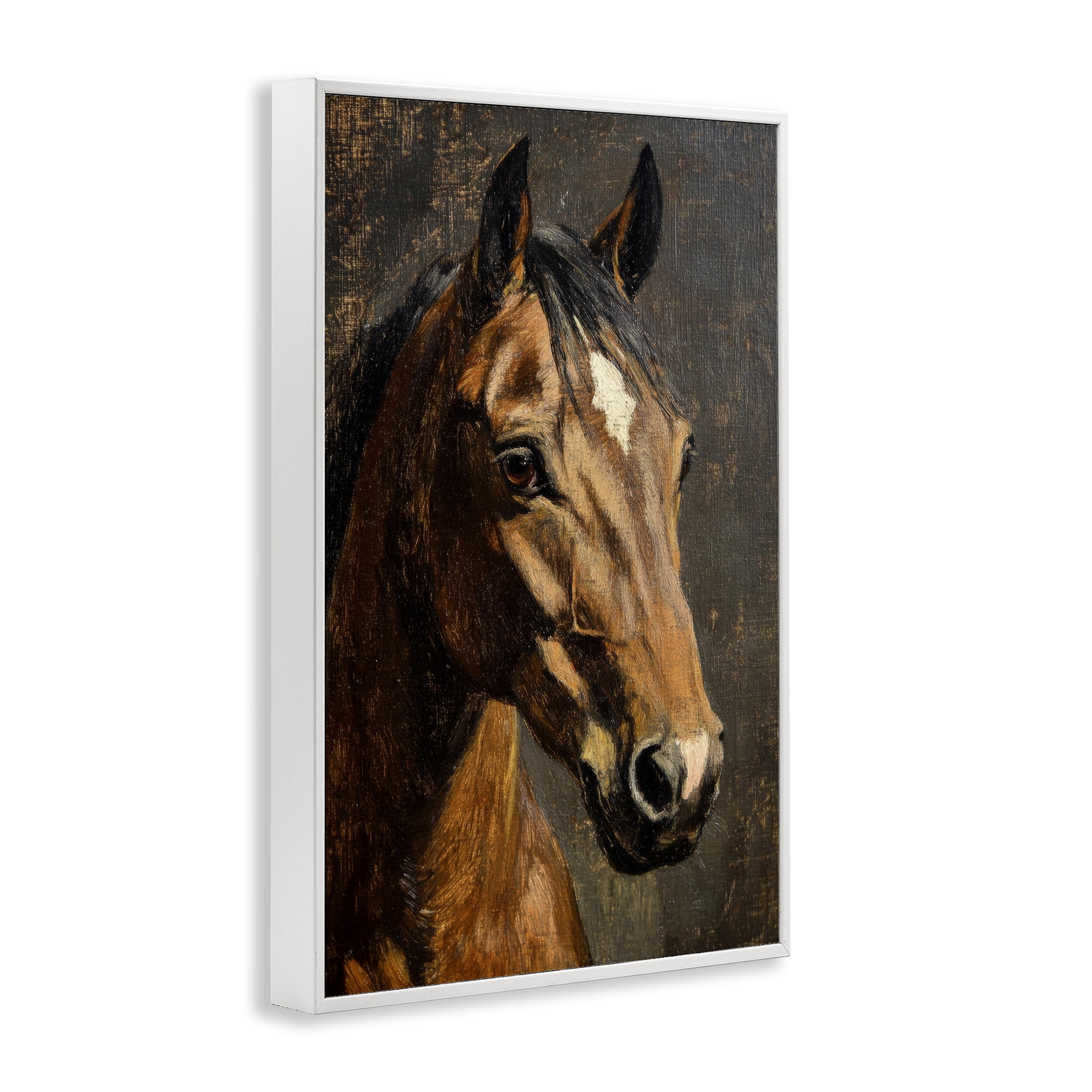 Stupell Industries Horse Portrait Study White Framed Giclee Art, design by Petal Prints Design