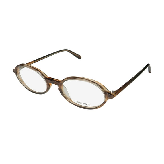 NEW VERA WANG LUXE ETAIN WOMENS/LADIES OVAL FULL-RIM BROWN FRAME DEMO LENSES 49-19-140 EYEGLASSES/EYEGLASS FRAME
