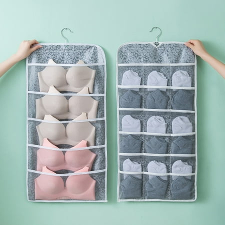 

Home Edit Storage VSONTOR Non-Woven Double-Sided Storage Bag Washable Wardrobe Multi-Pocket Bra Hanging Bag Door Rear Socks Storage Bag 12+18 Gray I4334
